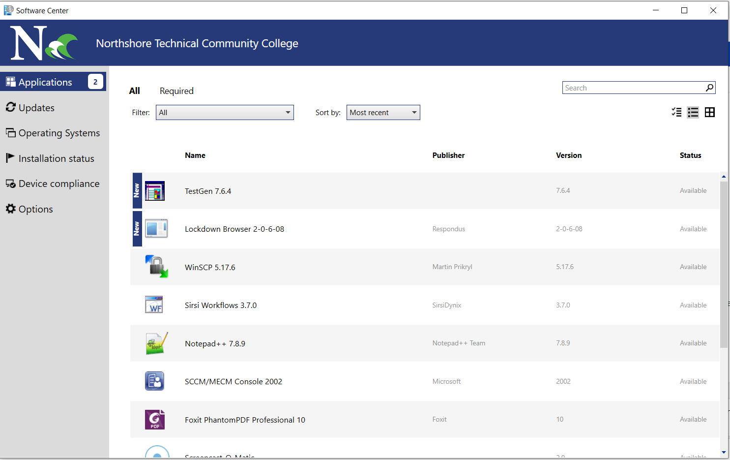 Software Center application list.PNG